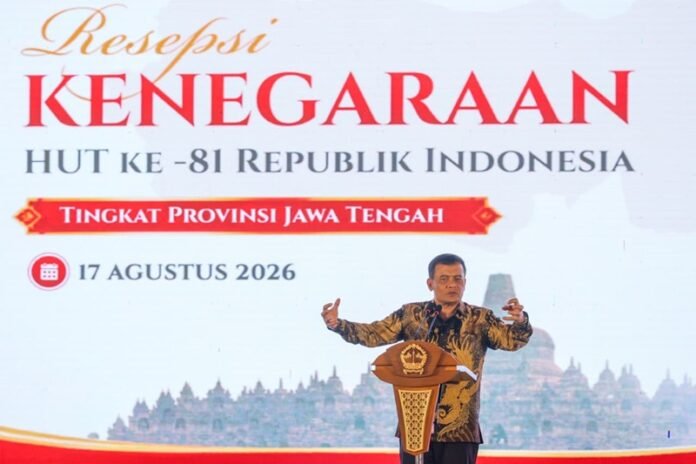 Gubernur Jateng Ahmad Luthfi ketika di Resepsi Kenegaraan HUT ke-81 Republik Indonesia tingkat Provinsi Jawa Tengah di Halaman Kantor Gubernur Jawa Tengah, Senin (17/8/2026).