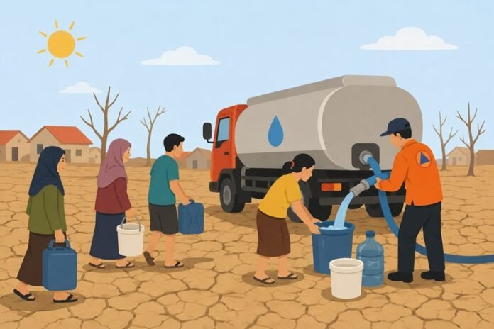 Ilustrasi kekeringan dan krisis air bersih.(Foto: AI)