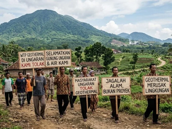 Ilustrasi penolakan proyek geotermal di Gunung Ungaran.