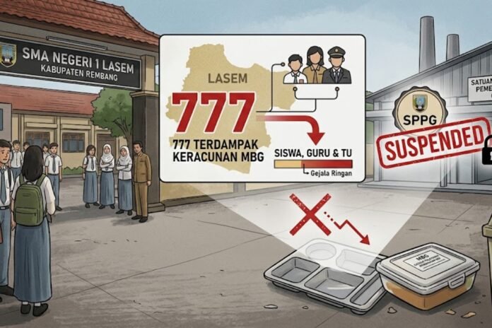 Ilustrasi keracunan MBG di SMA Negeri 1 Lasem, Kabupaten Rembang, Jawa Tengah. (Foto: AI)