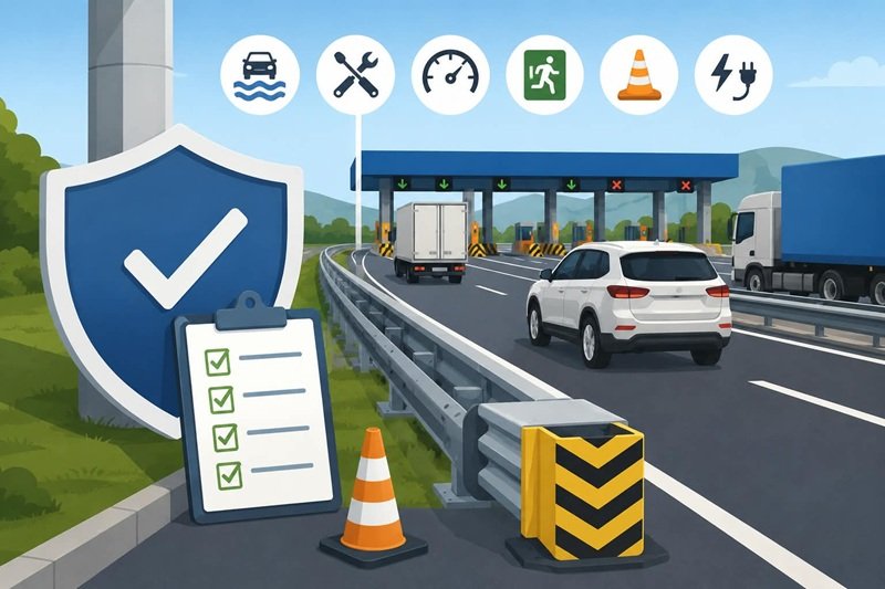 Ilustrasi fasilitas keselamatan Jalan Tol. Ilustrasi fasilitas keselamatan Jalan Tol.