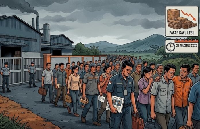 Ilustrasi pemutusan hubungan kerja (PHK) terhadap ratusan buruh di Kabupaten Semarang.(Foto: AI)