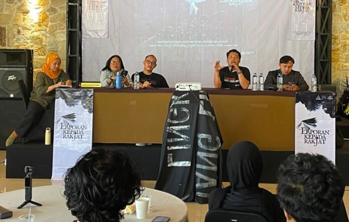 Kegiatan Laporan Kepada Rakjat dan Konferensi Pers bertajuk 'Tambang Panas Bumi sebagai Bencana Baru, Terbarukan dan Berkelanjutan' di Banjarnegara.(Foto: Dok Walhi Jateng)
