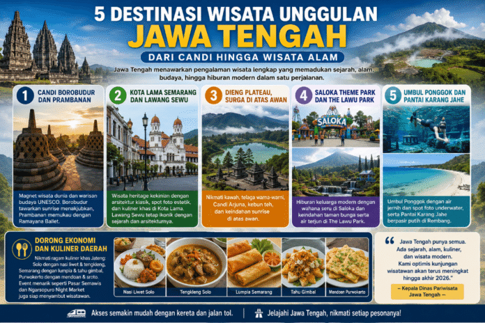 Rekomendasi wisata Jawa Tengah. (Foto : AI)